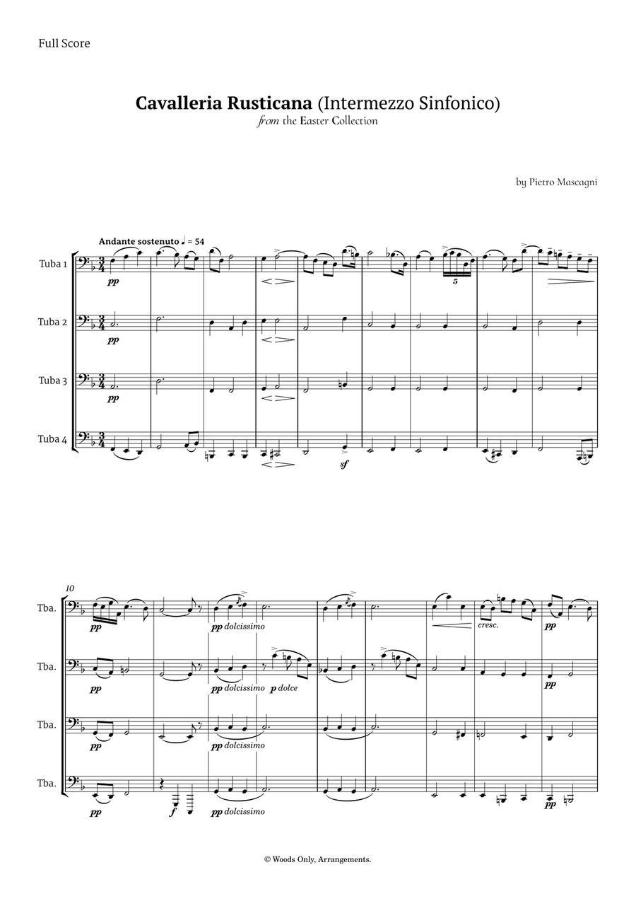 Intermezzo Sinfonico by Pietro Mascagni for Tuba Quartet Brass Quartet scores gallery preview page 1