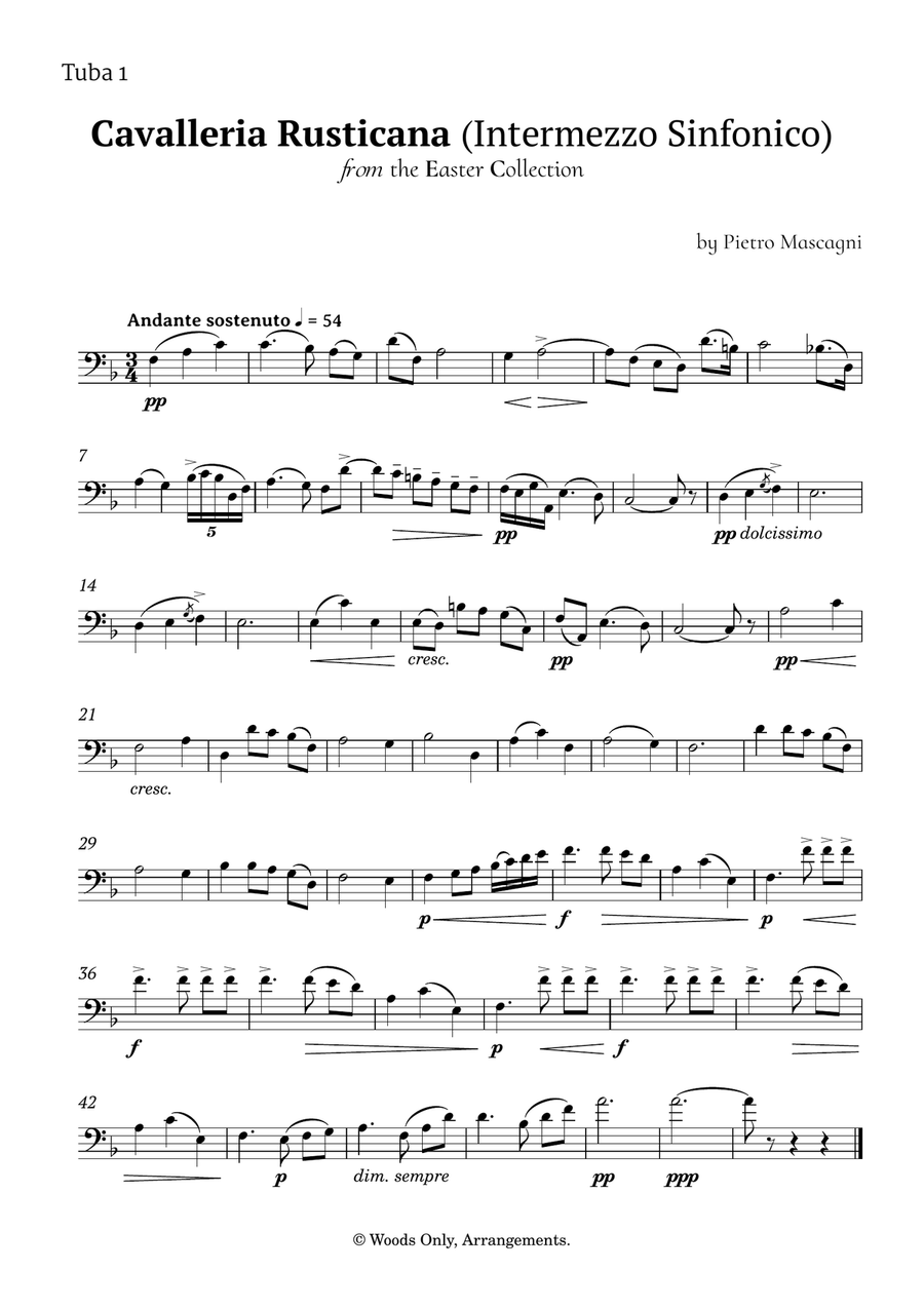 Intermezzo Sinfonico by Pietro Mascagni for Tuba Quartet Brass Quartet scores gallery preview page 3