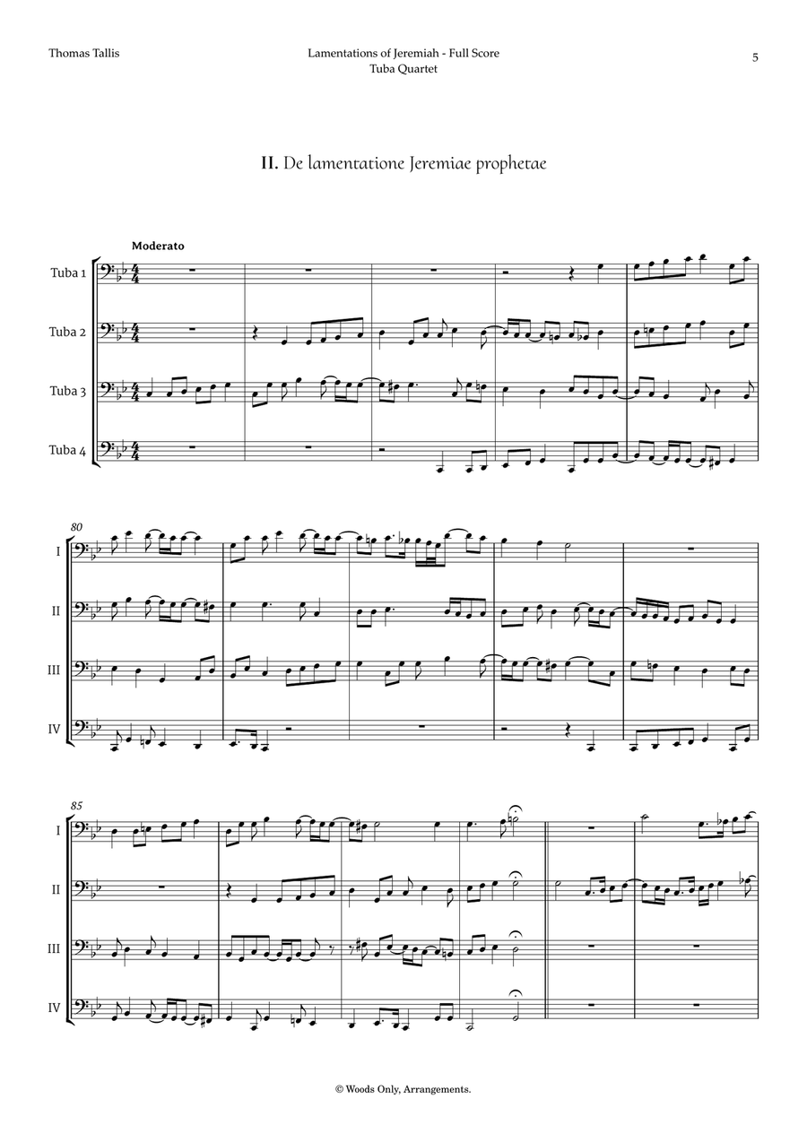Lamentations of Jeremiah by Thomas Tallis for Tuba Quartet Brass Quartet scores gallery preview page 5