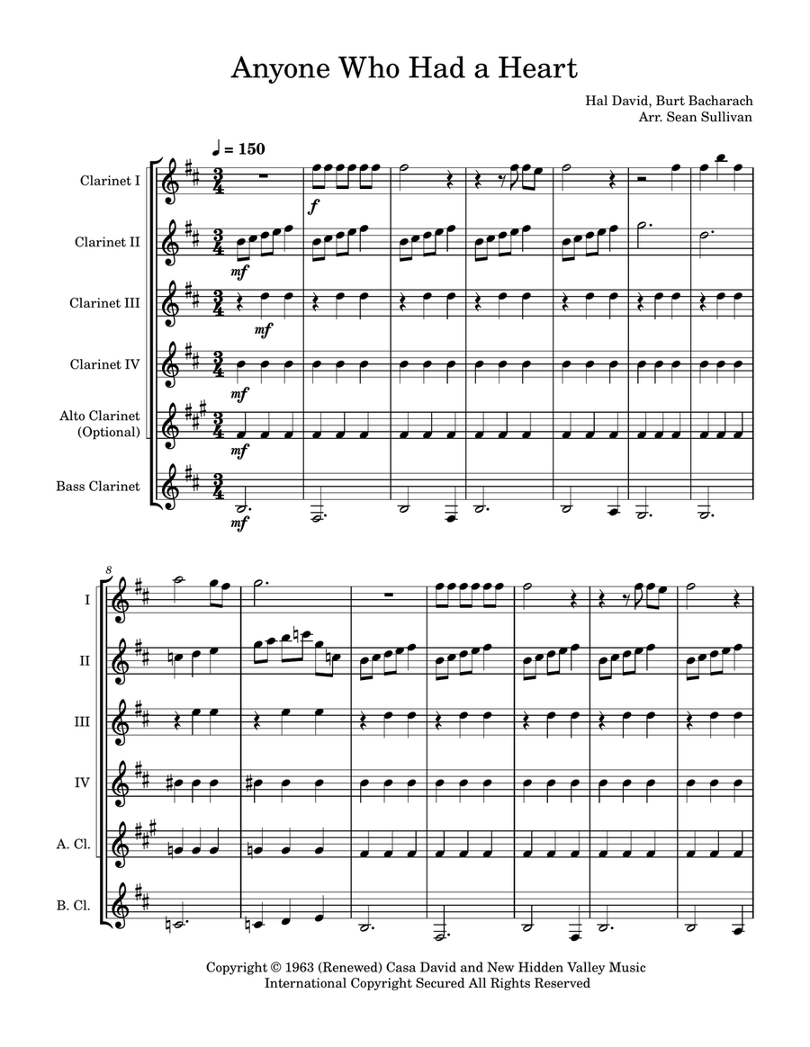 Anyone Who Had A Heart Clarinet Quintet scores gallery preview page 2