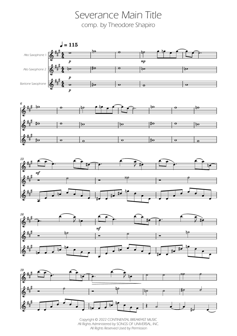 Severance - Main Title Theme Woodwind Trio scores gallery preview page 1
