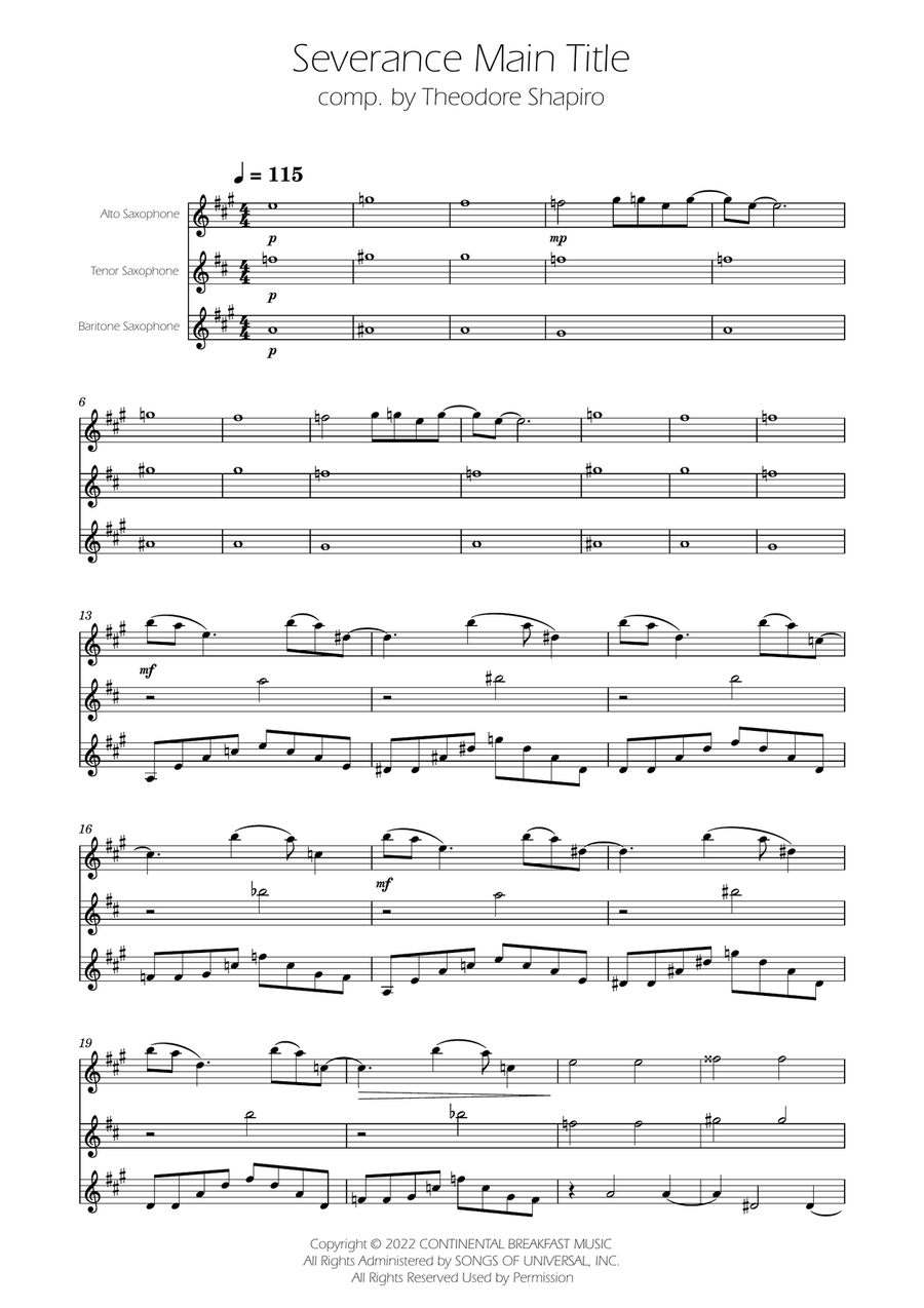Severance - Main Title Theme Woodwind Trio scores gallery preview page 1