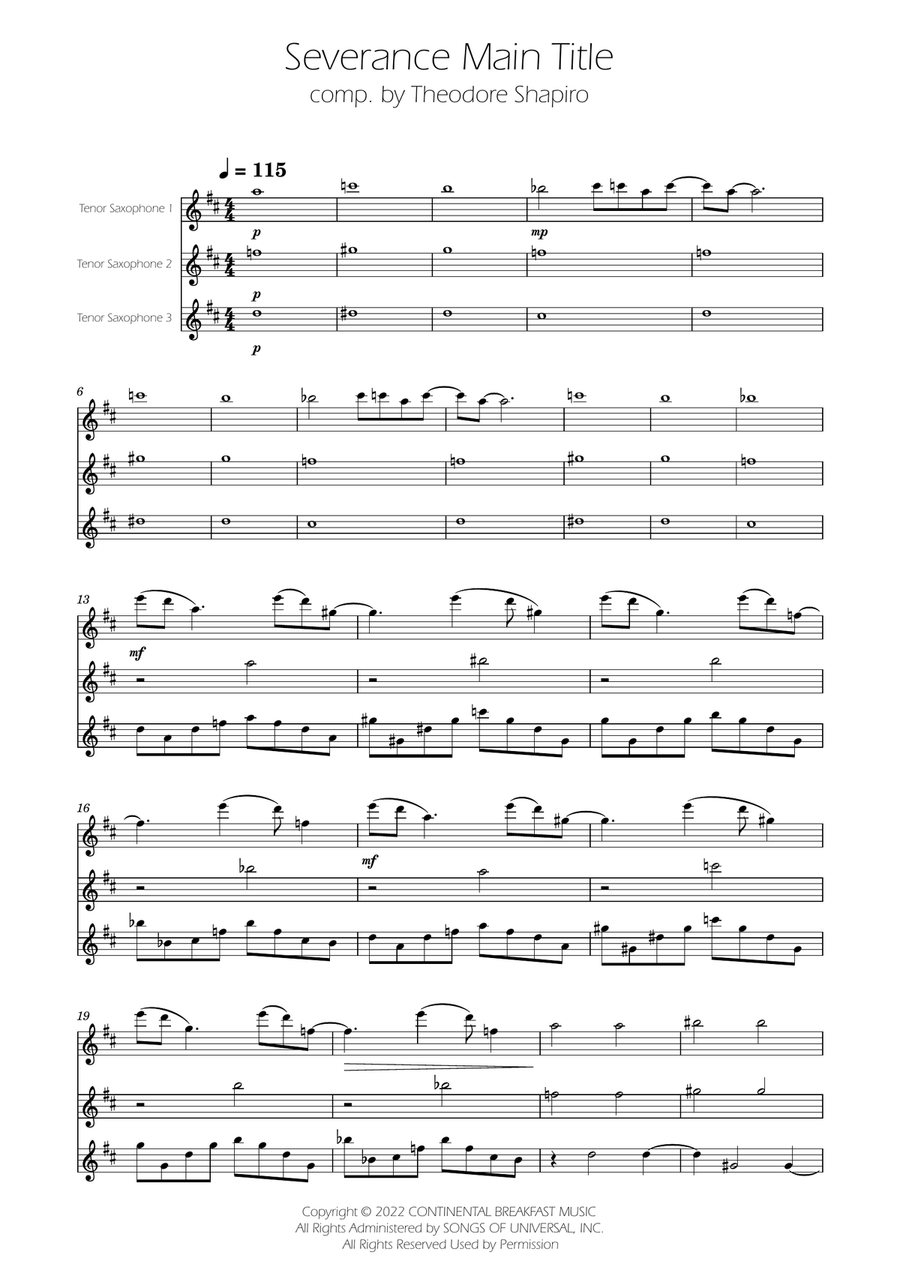 Severance - Main Title Theme Woodwind Trio scores gallery preview page 1