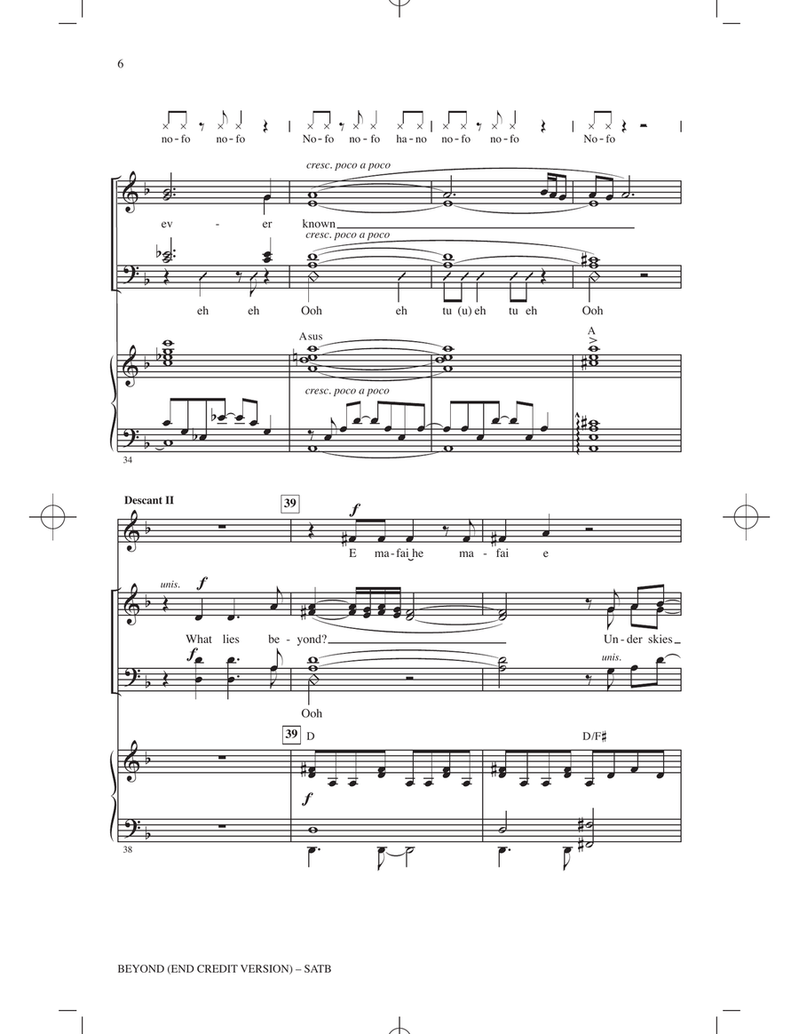 Beyond (End Credit Version) (from Moana 2) (arr. Mac Huff) 4-Part scores gallery preview page 5