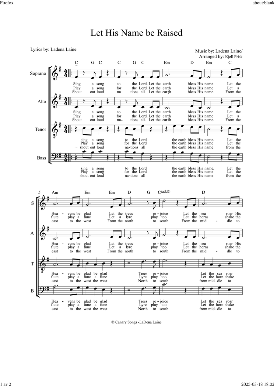Let His Name Be Raised Let His Name Be Raised Piano Solo scores gallery preview page 1