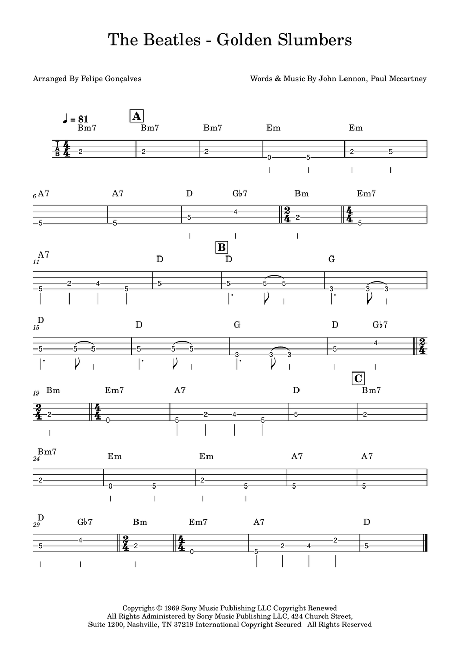 Golden Slumbers Golden Slumbers Acoustic Guitar scores gallery preview page 1