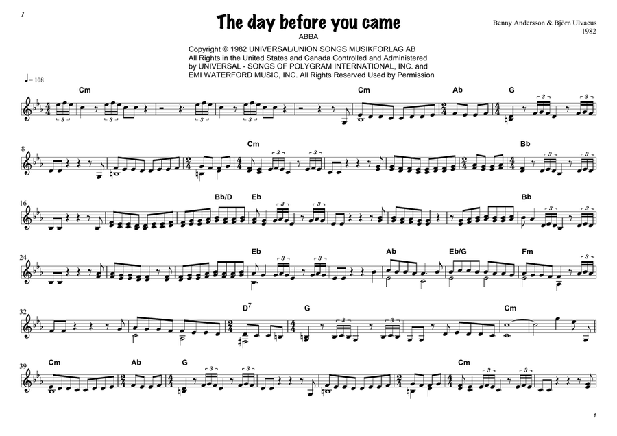 Day Before You Came Day Before You Came Piano scores gallery preview page 2