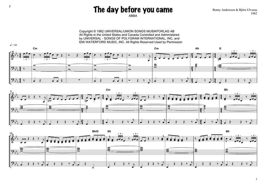 Day Before You Came Day Before You Came Piano scores gallery preview page 5