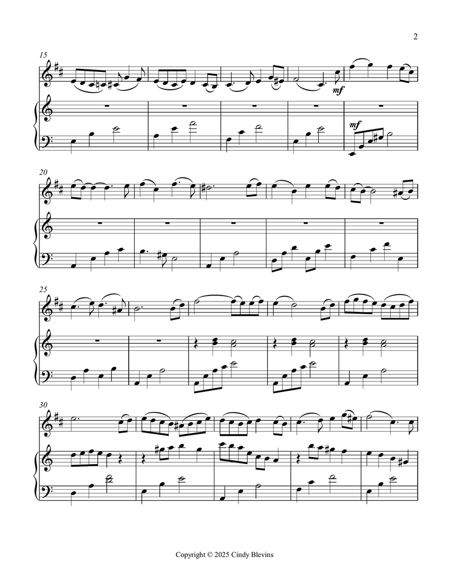 Aspen Forest, an original piece for clarinet and piano B-Flat Clarinet scores gallery preview page 3