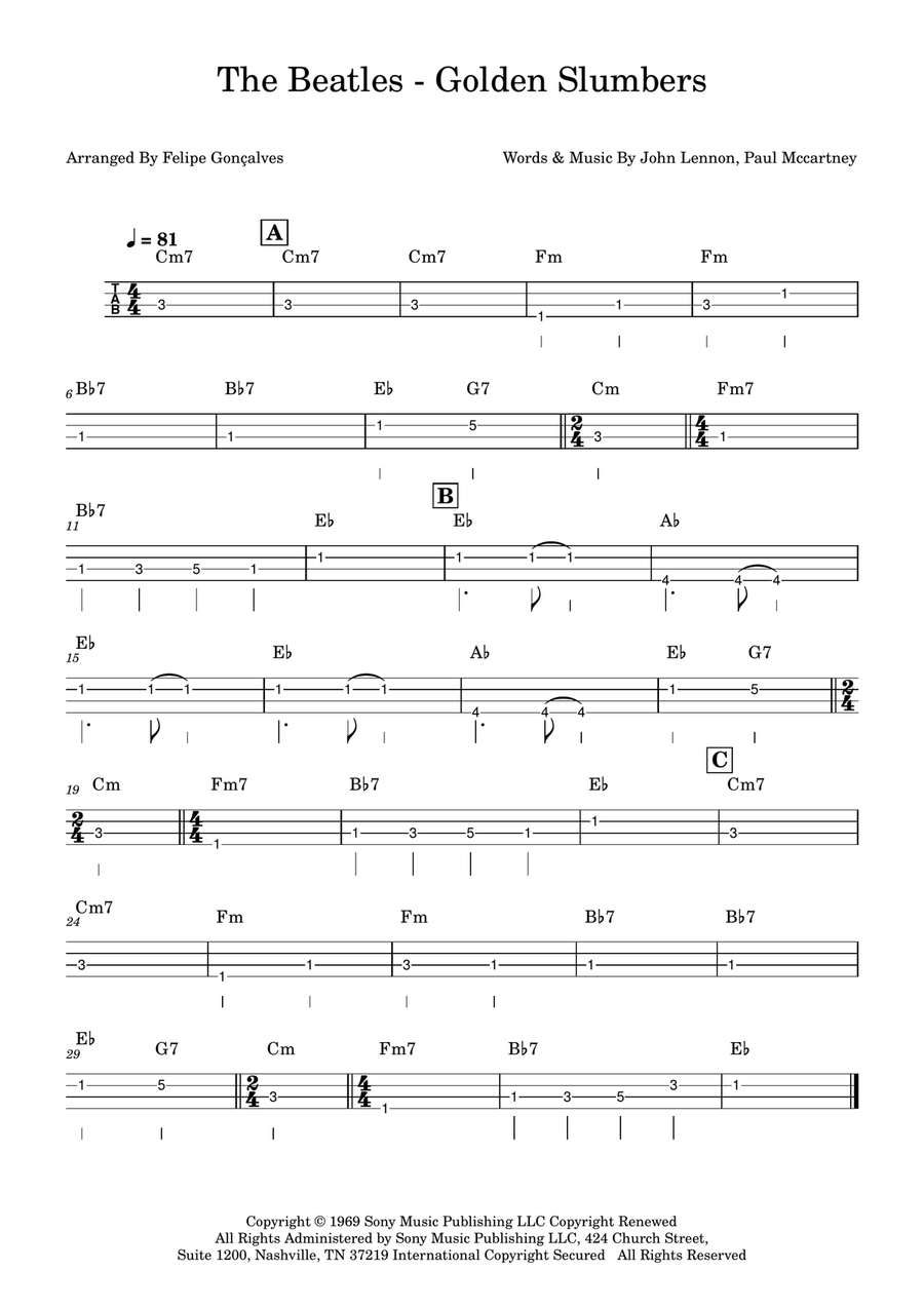 Golden Slumbers Golden Slumbers Acoustic Guitar scores gallery preview page 1