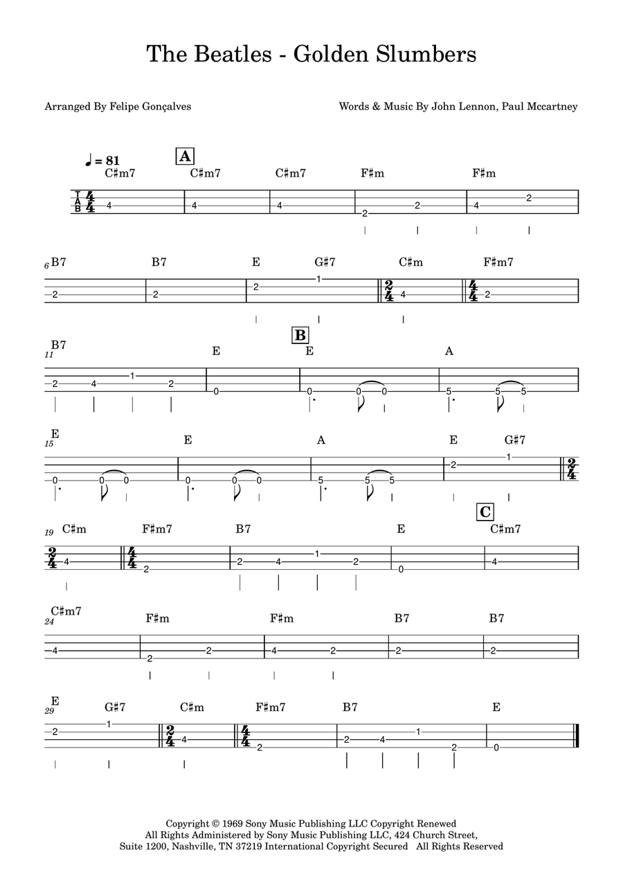 Golden Slumbers Golden Slumbers Acoustic Guitar scores gallery preview page 1