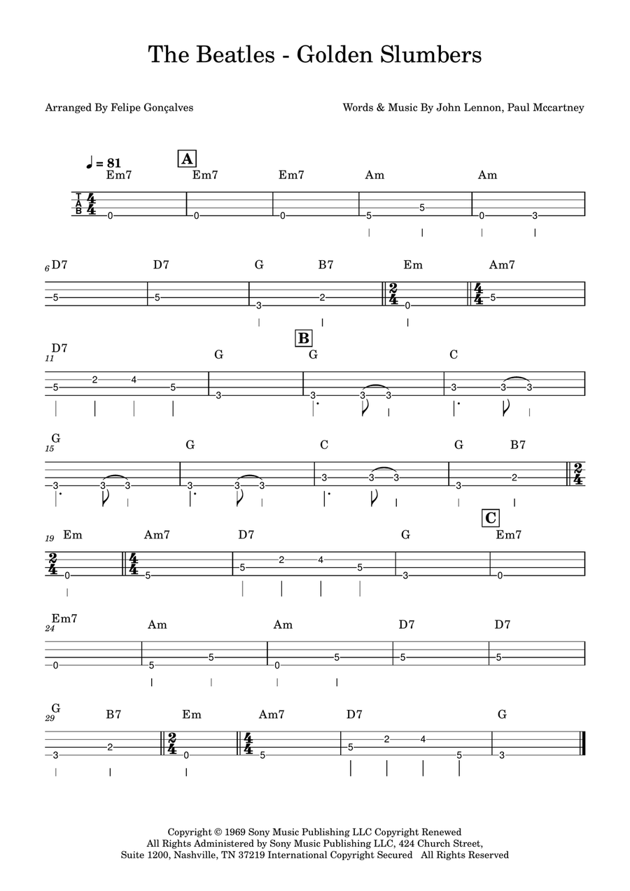 Golden Slumbers Golden Slumbers Acoustic Guitar scores gallery preview page 1