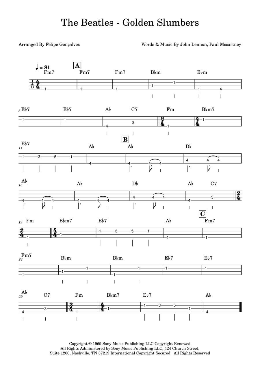 Golden Slumbers Golden Slumbers Acoustic Guitar scores gallery preview page 1