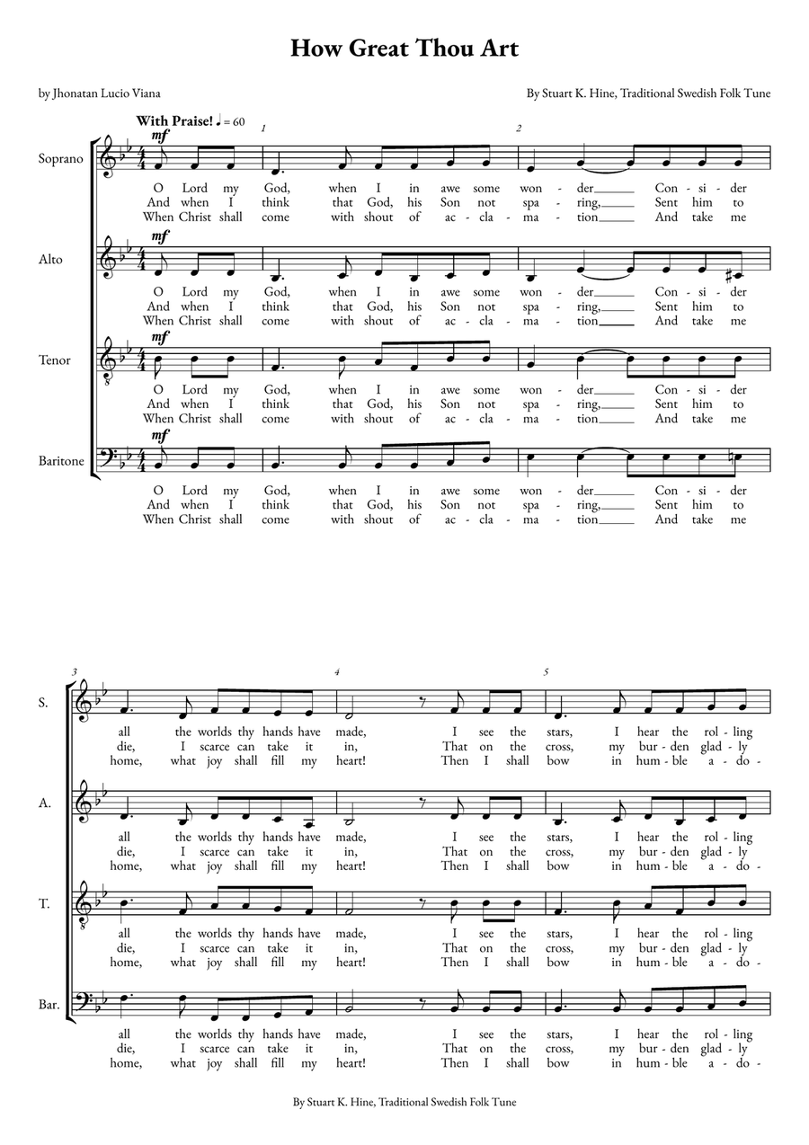 How Great Thou Art How Great Thou Art 4-Part scores gallery preview page 1