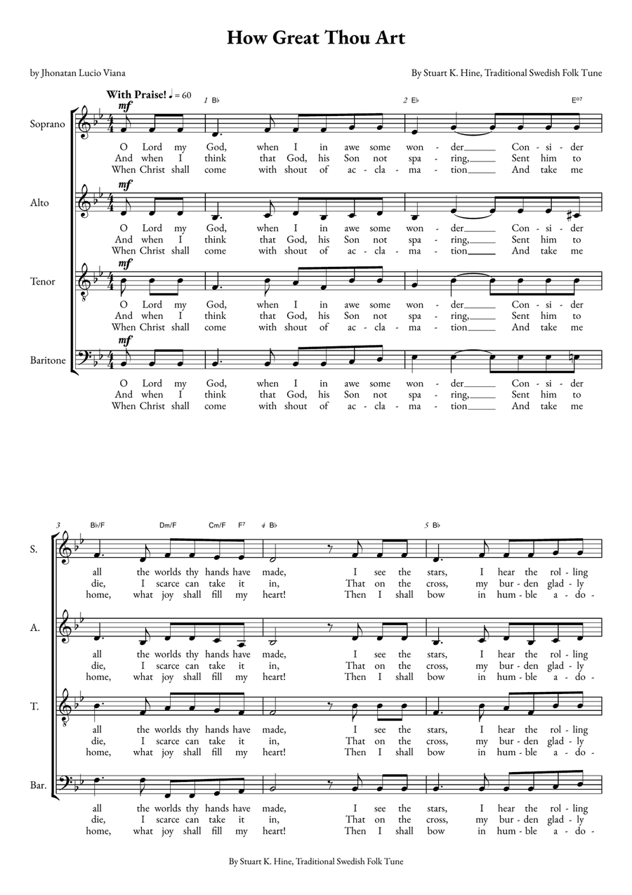 How Great Thou Art How Great Thou Art 4-Part scores gallery preview page 1