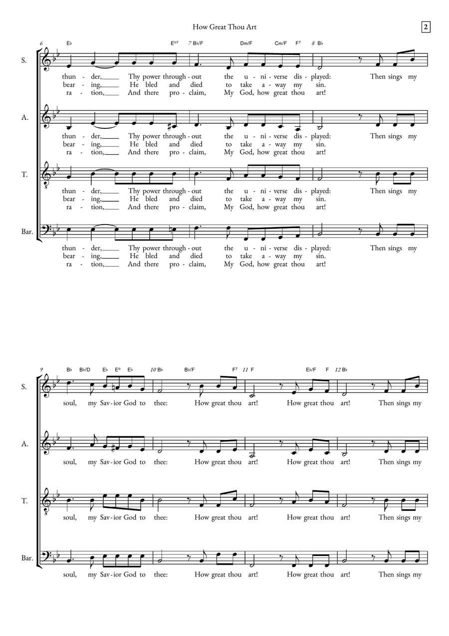 How Great Thou Art How Great Thou Art 4-Part scores gallery preview page 2