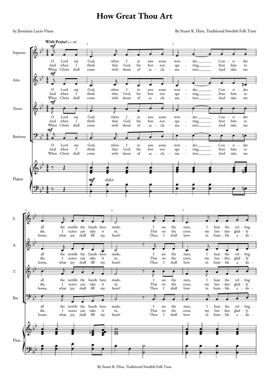 How Great Thou Art How Great Thou Art 4-Part scores gallery preview page 1