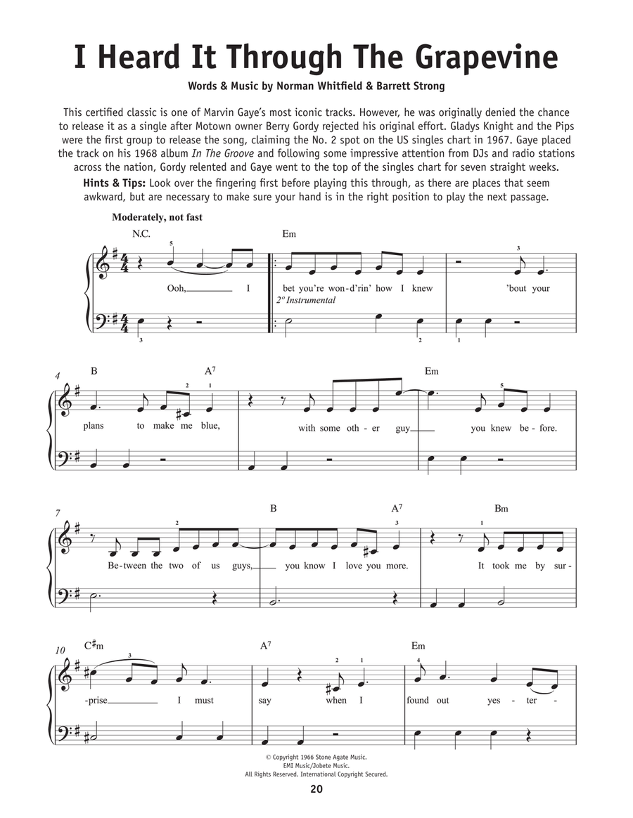I Heard It Through The Grapevine Easy Piano scores gallery preview page 1