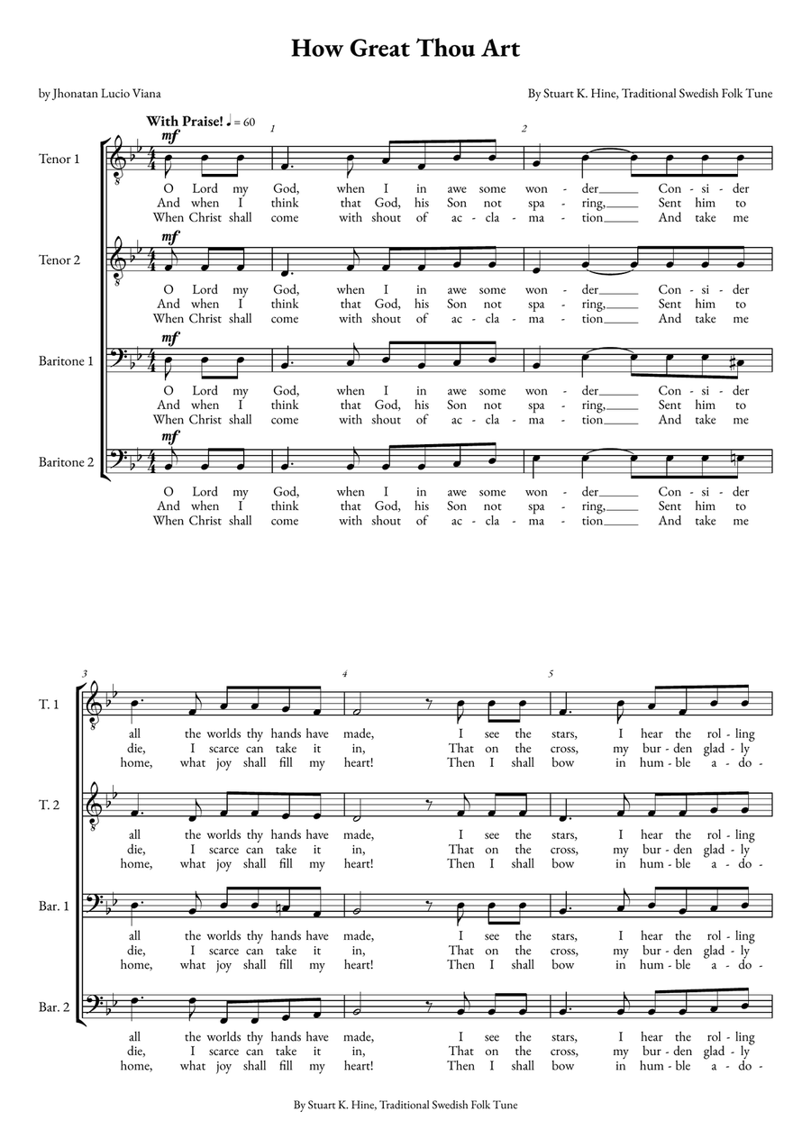 How Great Thou Art How Great Thou Art TTBB scores gallery preview page 1