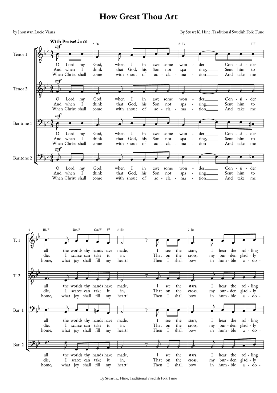 How Great Thou Art How Great Thou Art TTBB scores gallery preview page 1