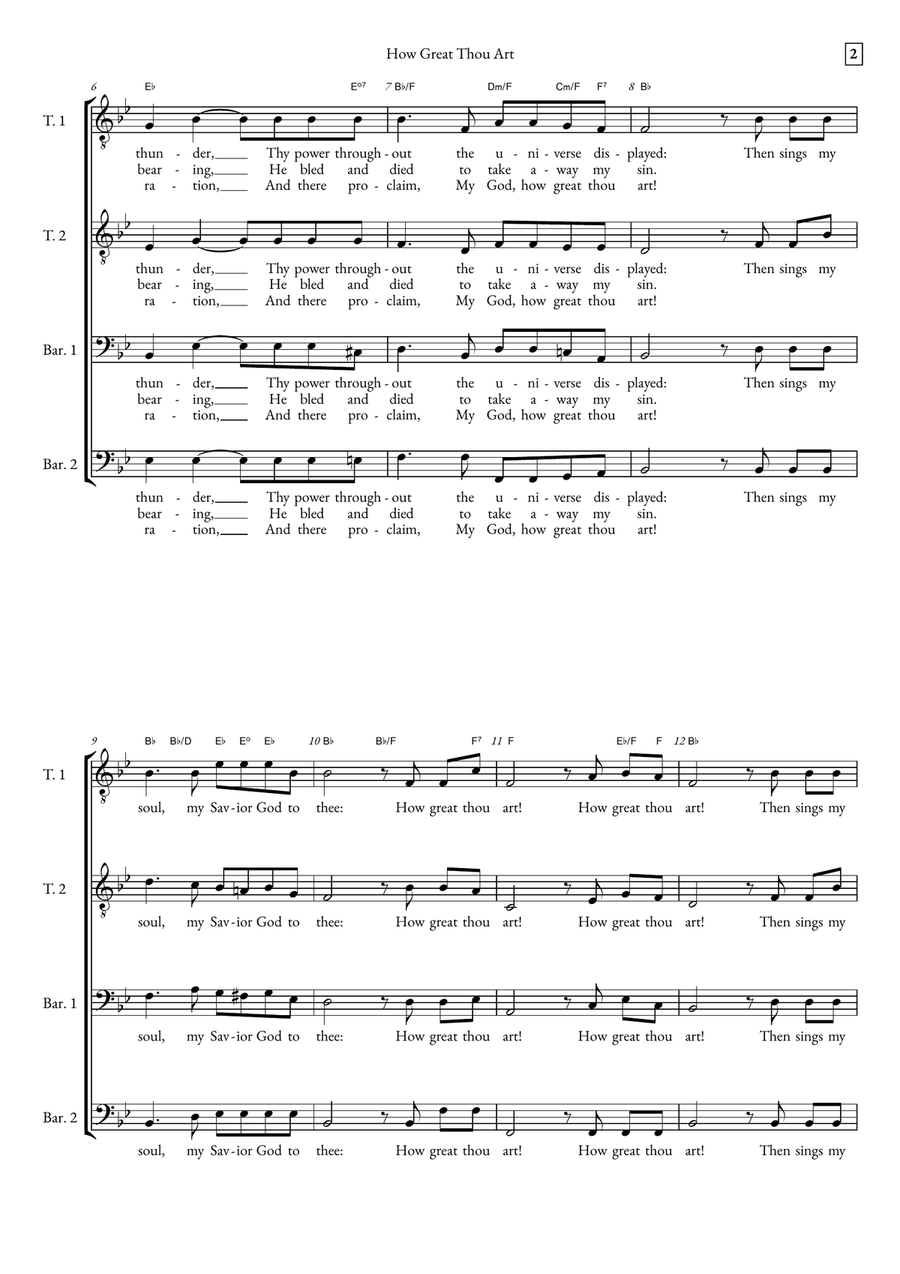 How Great Thou Art How Great Thou Art TTBB scores gallery preview page 2