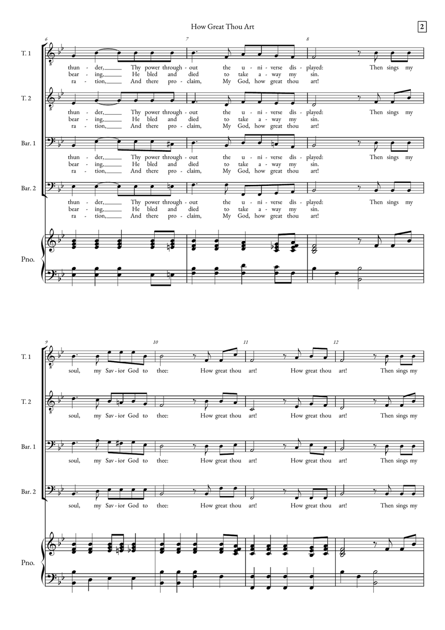 How Great Thou Art How Great Thou Art TTBB scores gallery preview page 2