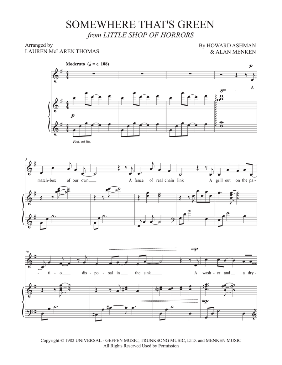 Somewhere That's Green Somewhere That's Green Piano, Vocal scores gallery preview page 1