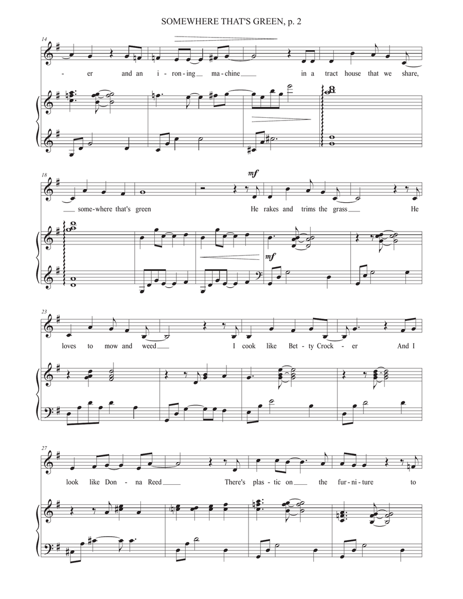 Somewhere That's Green Somewhere That's Green Piano, Vocal scores gallery preview page 2
