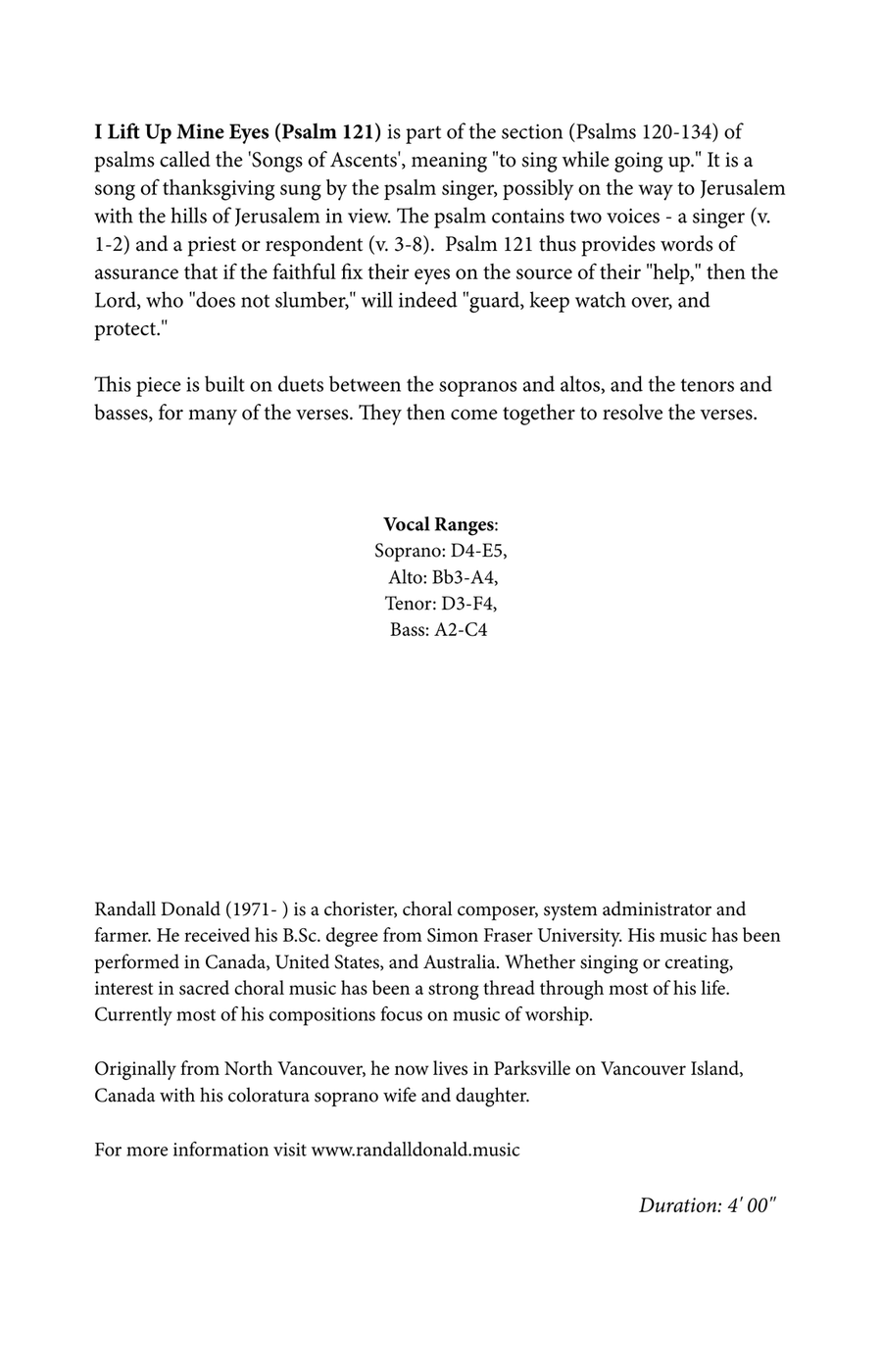 I Lift Up Mine Eyes 4-Part scores gallery preview page 2