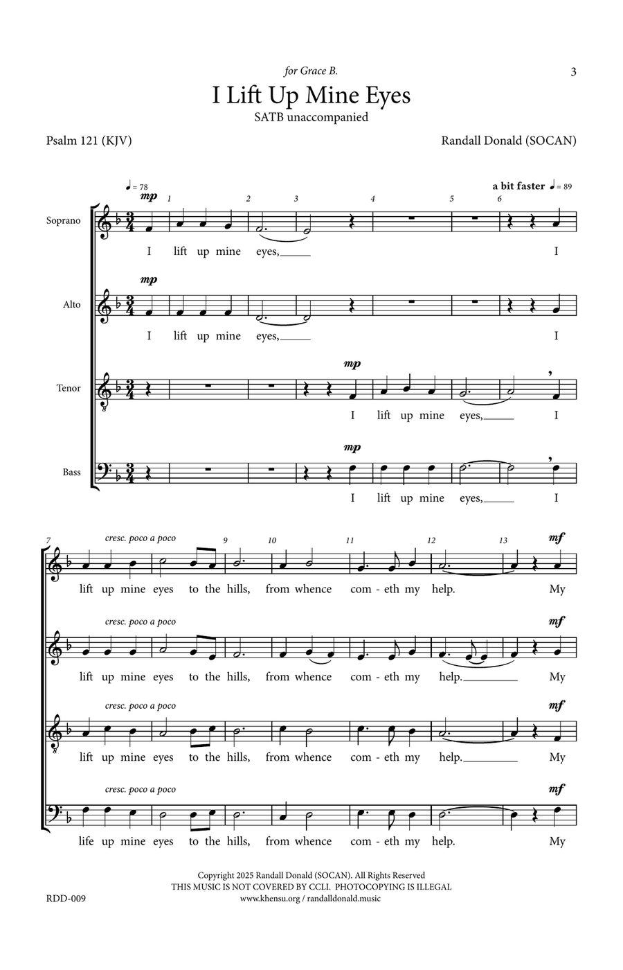 I Lift Up Mine Eyes 4-Part scores gallery preview page 3