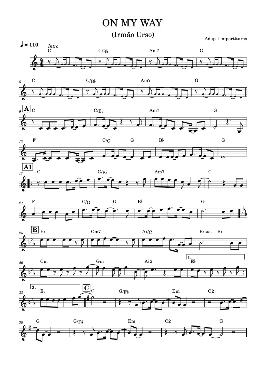 On My Way - Partitura com cifra Piano Solo scores gallery preview page 1