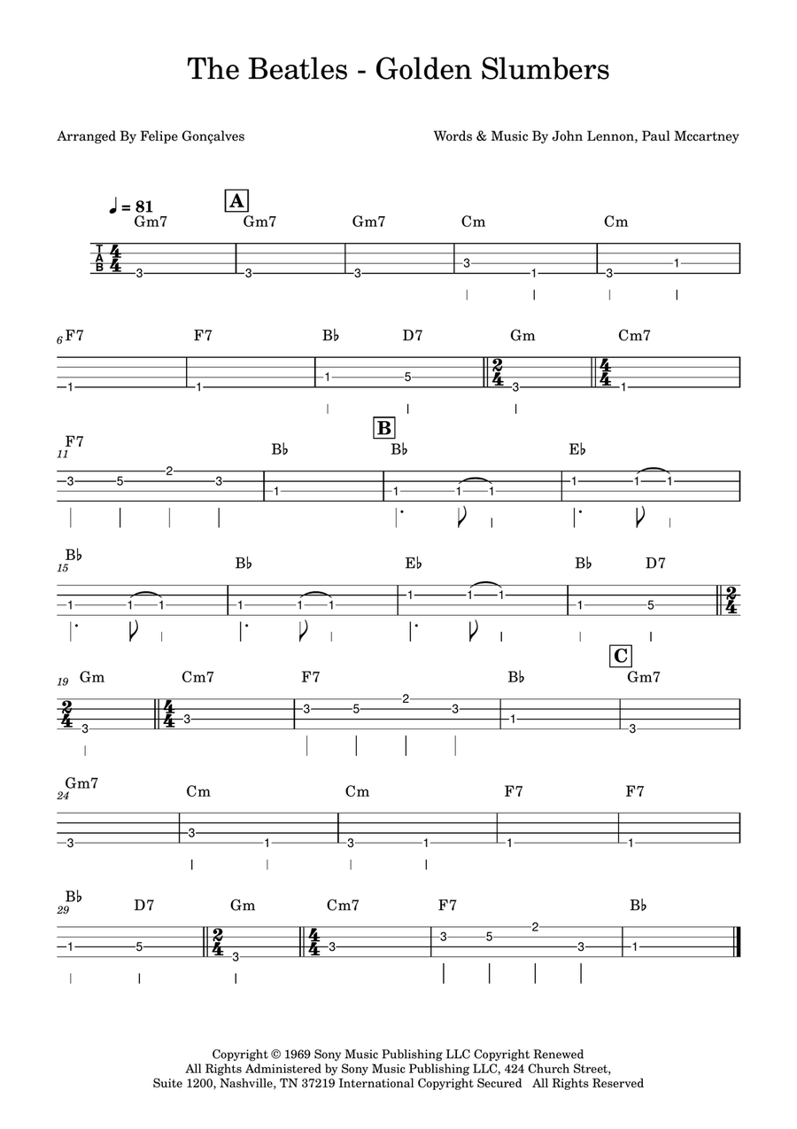 Golden Slumbers Golden Slumbers Acoustic Guitar scores gallery preview page 1