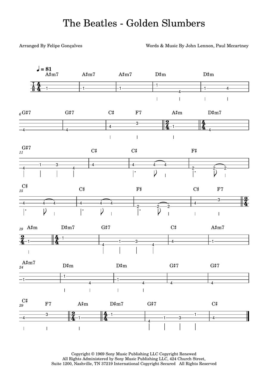 Golden Slumbers Golden Slumbers Acoustic Guitar scores gallery preview page 1