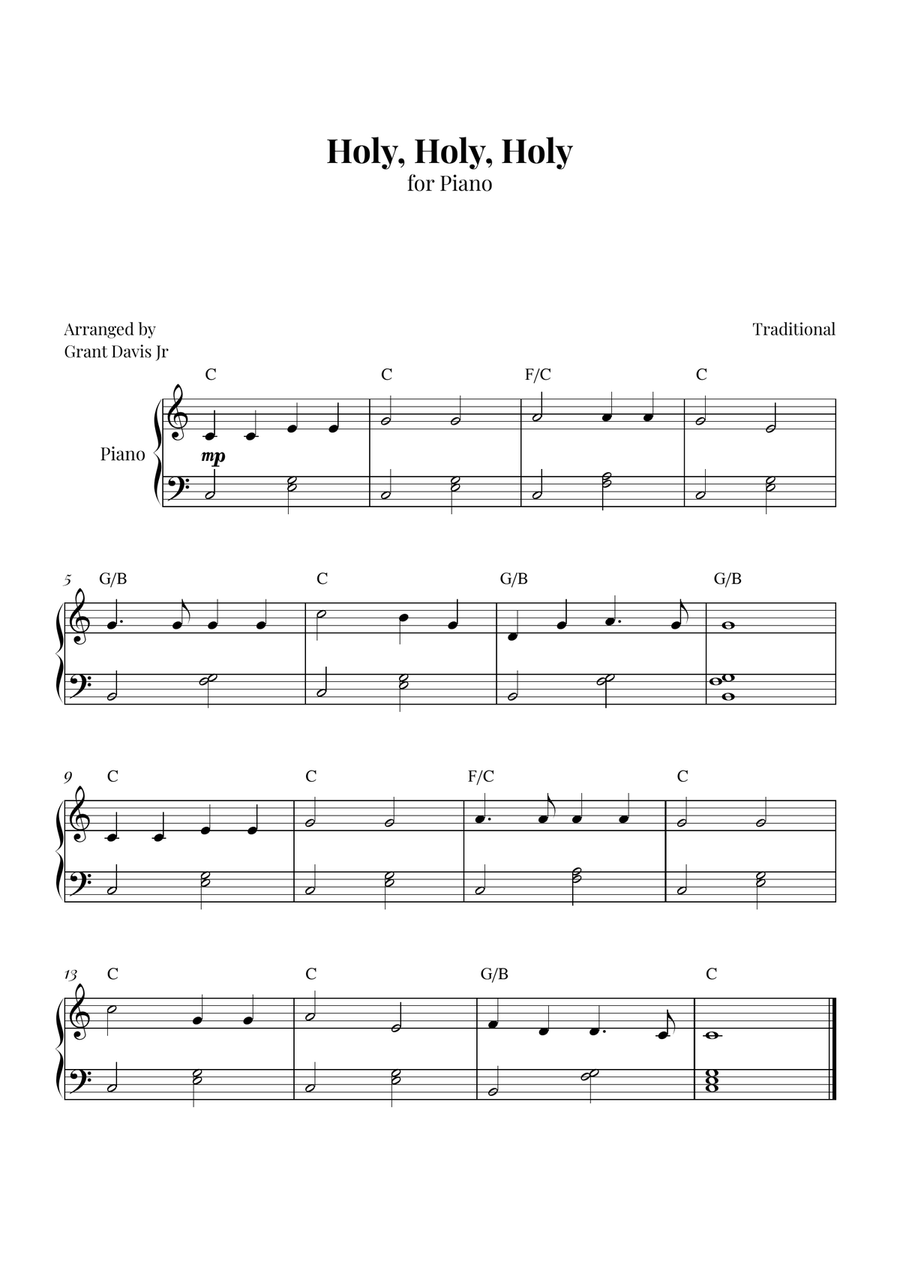 Holy, Holy, Holy Holy, Holy, Holy Easy Piano scores gallery preview page 1