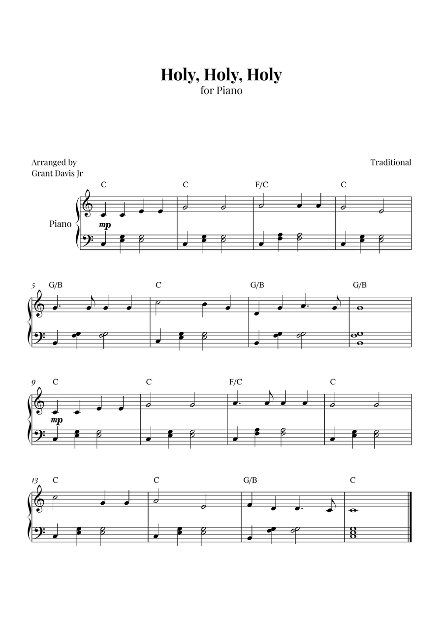 Holy, Holy, Holy Holy, Holy, Holy Easy Piano scores gallery preview page 1