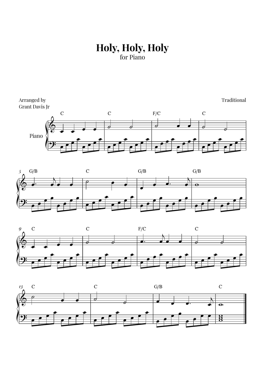 Holy, Holy, Holy Holy, Holy, Holy Easy Piano scores gallery preview page 1