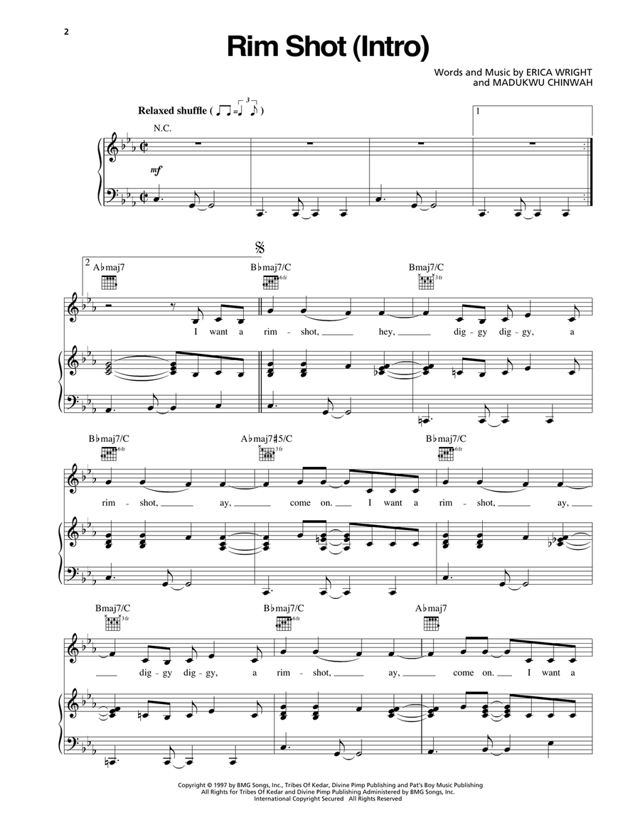 Rim Shot (Intro) Rim Shot (Intro) Piano, Vocal, Guitar scores gallery preview page 1