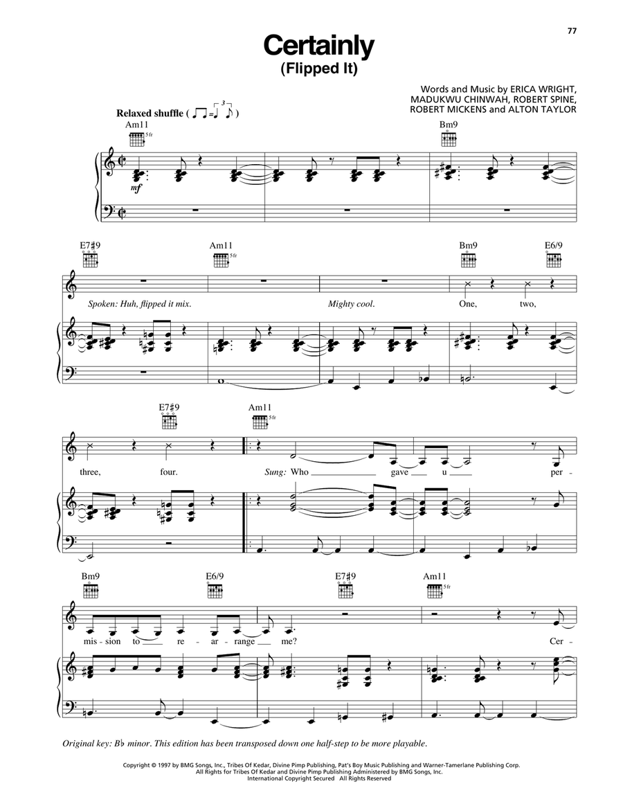 Certainly (Flipped It) Certainly (Flipped It) Piano, Vocal, Guitar scores gallery preview page 1