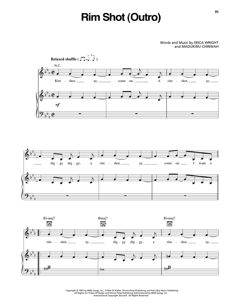 Rim Shot (Outro) Rim Shot (Outro) Piano, Vocal, Guitar scores gallery preview page 1