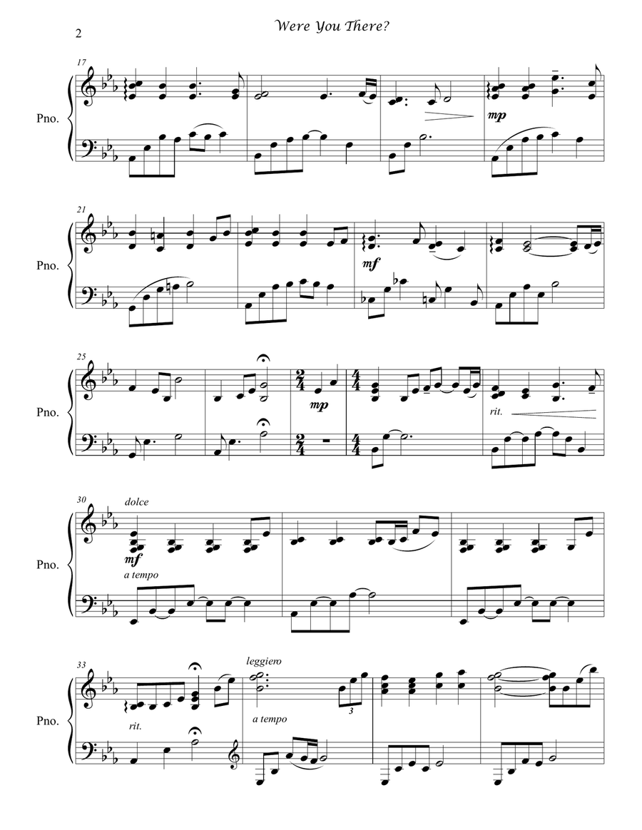 Were You There (Good Friday Version) Piano Solo scores gallery preview page 2