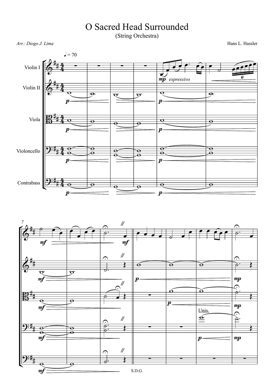 O Sacred Head Surrounded O Sacred Head Surrounded String Orchestra scores gallery preview page 1