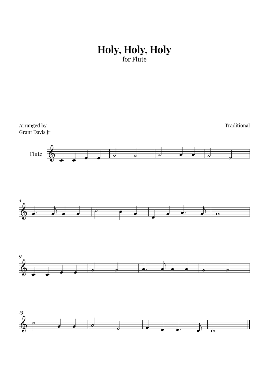 Holy, Holy, Holy Holy, Holy, Holy Flute Solo scores gallery preview page 1
