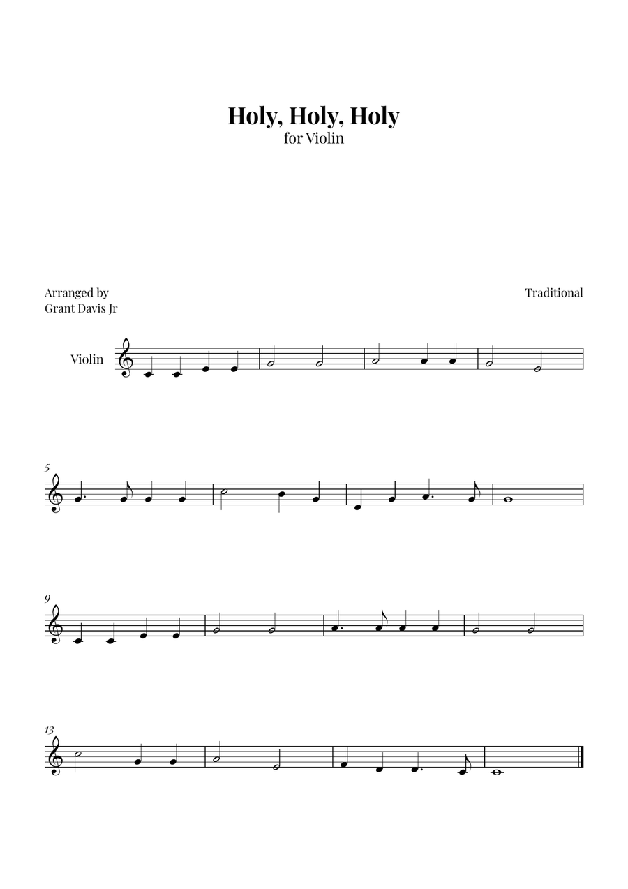 Holy, Holy, Holy Holy, Holy, Holy Violin Solo scores gallery preview page 1