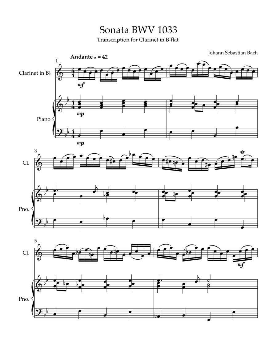 Sonata BWV 1033 Sonata BWV 1033 Chamber Music scores gallery preview page 1