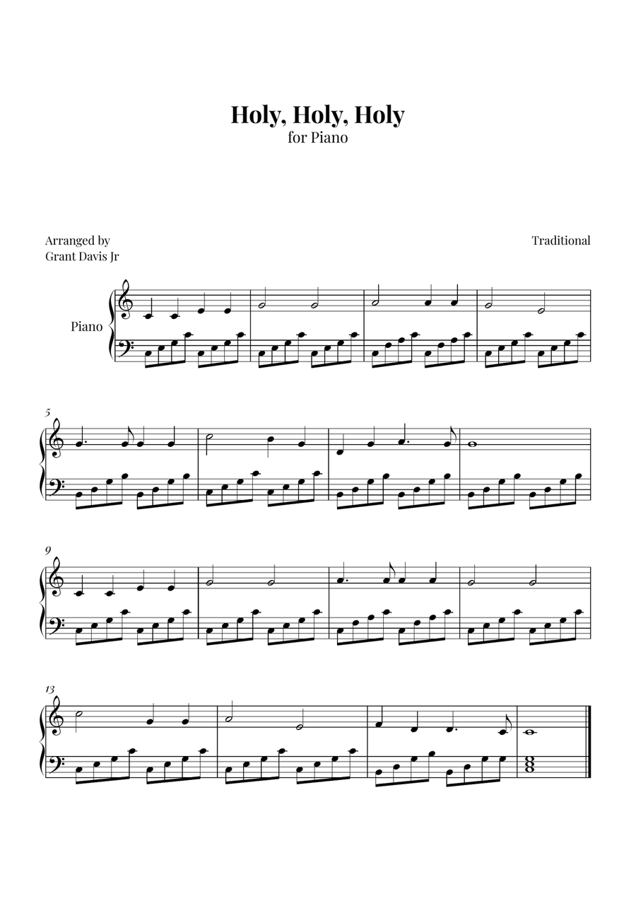 Holy, Holy, Holy Holy, Holy, Holy Easy Piano scores gallery preview page 1