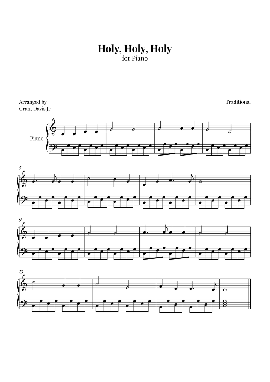 Holy, Holy, Holy Holy, Holy, Holy Easy Piano scores gallery preview page 1