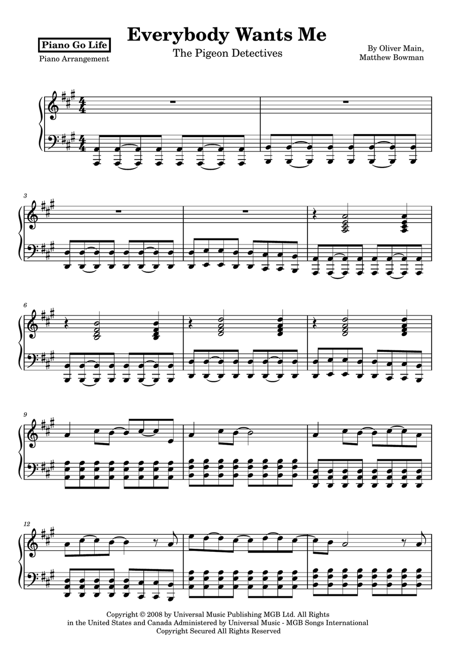 Everybody Wants Me Everybody Wants Me Piano Solo scores gallery preview page 1