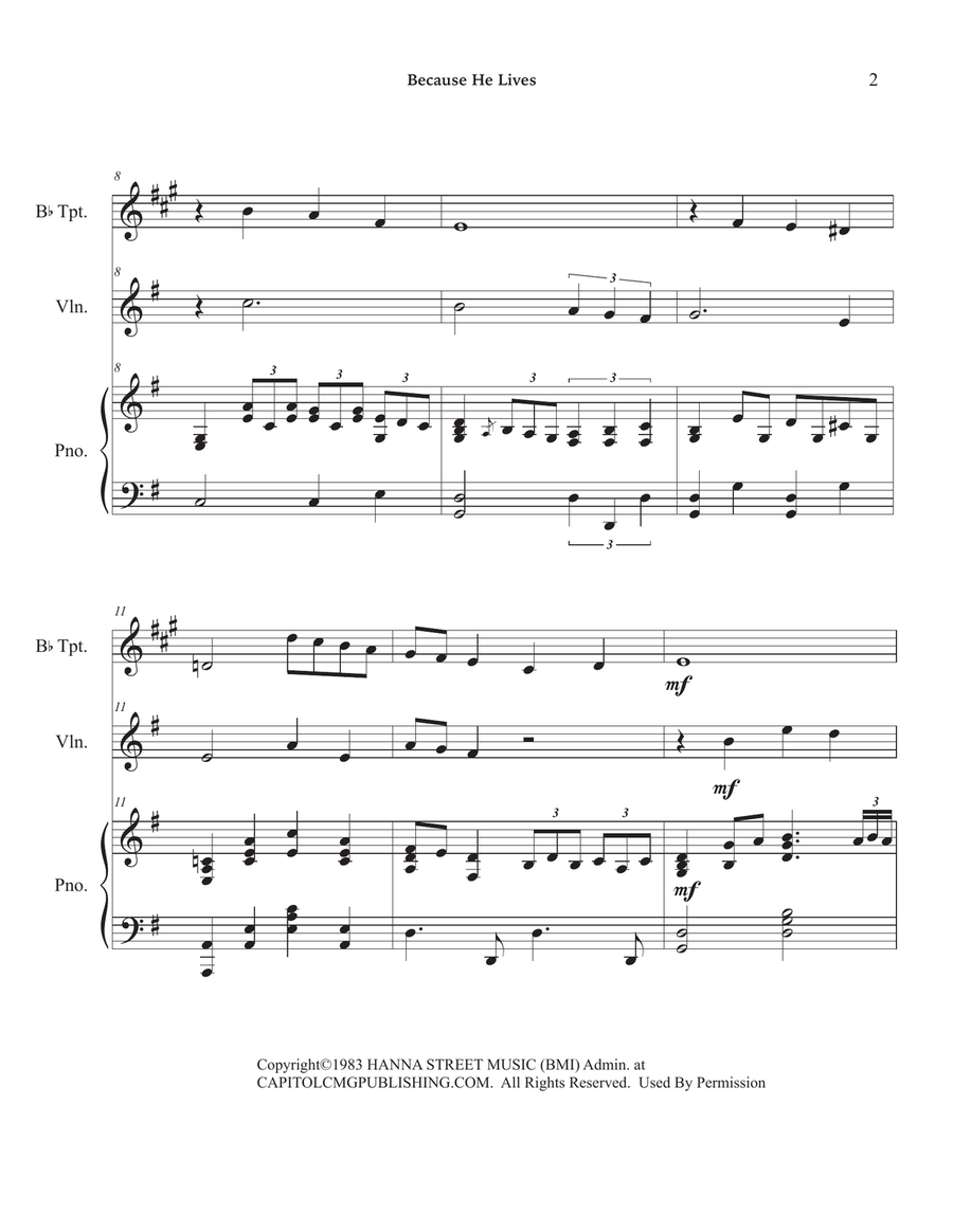 Because He Lives Small Ensemble scores gallery preview page 6