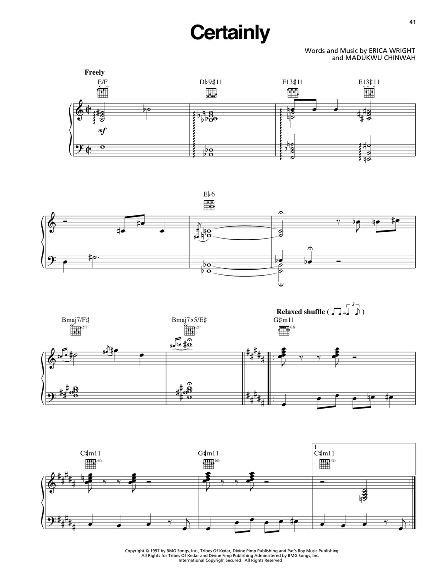 Certainly Certainly Piano, Vocal, Guitar scores gallery preview page 1