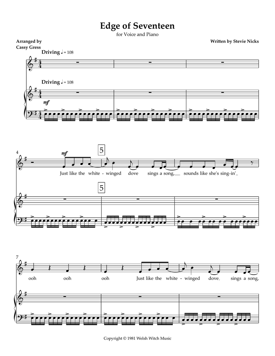 Edge Of Seventeen Edge Of Seventeen Piano, Vocal scores gallery preview page 1